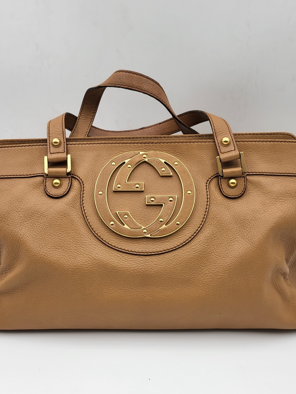 Gucci Blondie Foal-Effect Calfskin Leather Handbag, Authentic..